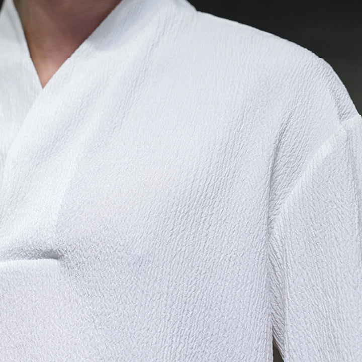 Camiseta de manga larga con cuello en V y Buddha Stones para hombre - image 8