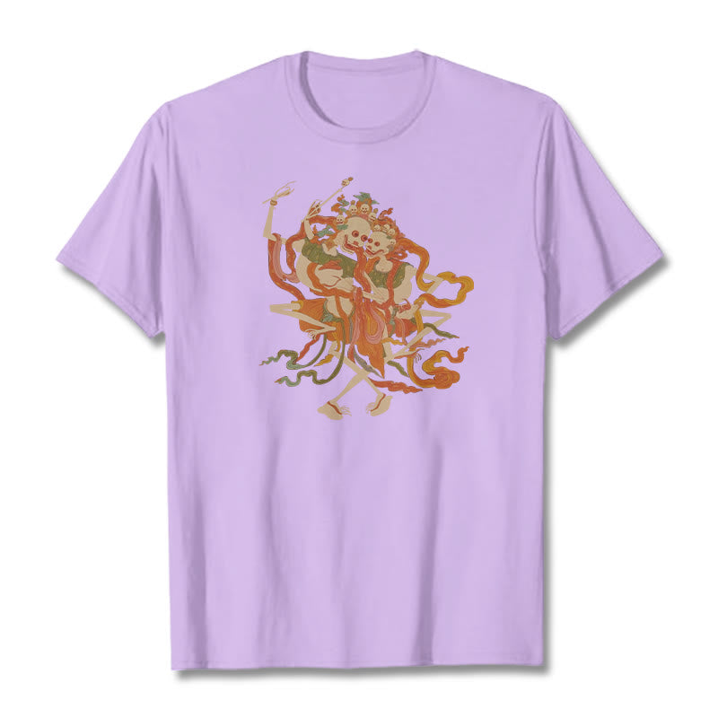 Camiseta con estampado de El Señor del Bosque Cadáver y Buddha Stones tibetanas coloridas - Ciruela - 2XL - image 19