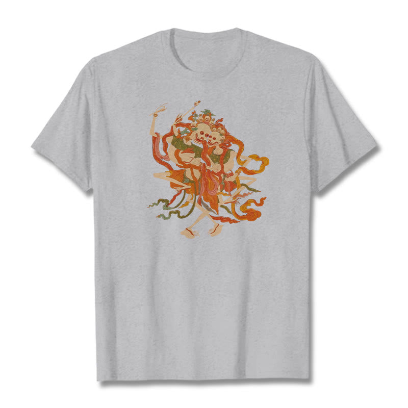 Camiseta con estampado de El Señor del Bosque Cadáver y Buddha Stones tibetanas coloridas - Gris claro - 2XL - image 21
