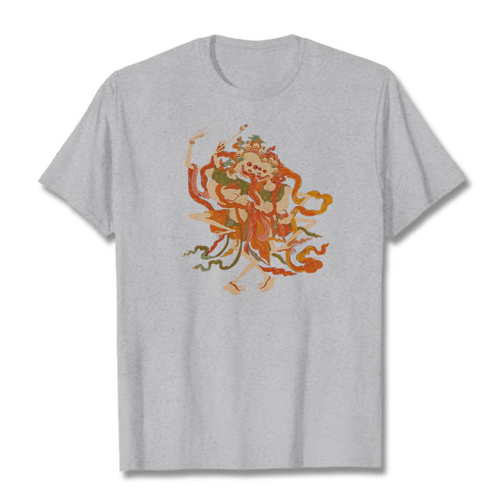 Camiseta con estampado de El Señor del Bosque Cadáver y Buddha Stones tibetanas coloridas - Gris claro - 2XL - image 22