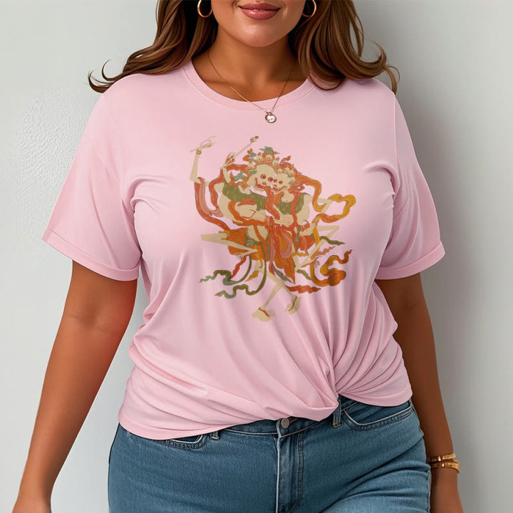 Camiseta con estampado de El Señor del Bosque Cadáver y Buddha Stones tibetanas coloridas - image 17