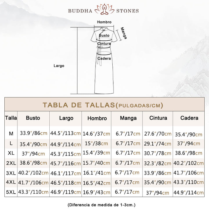 Vestido Qipao de seda con Buddha Stones, vestido Cheongsam con patrón de hojas y flores Retro para mujer - Marrón verdoso oscuro - Tabla de tallas - image 5