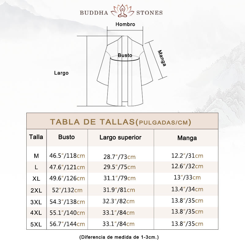 Chaqueta con frente abierto de color liso con Buddha Stones Kimono para hombre - image 5