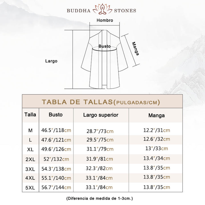 Chaqueta con frente abierto de color liso con Buddha Stones Kimono para hombre - image 5