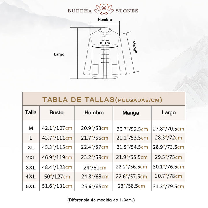 Chaqueta de gamuza de algodón para hombre, camisa larga con Buddha Stones , traje chino Tang, personaje de grulla - image 5