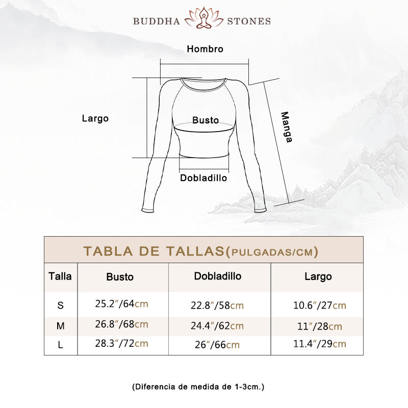 Buddha Stones Degradado Manga Larga Crop Top Tee Bra Leggings Pantalones Fitness Yoga Outfit - image 5