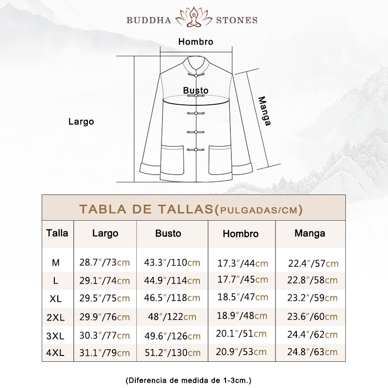 Buddha Stones Rana Botón Chino Tang Traje Camisa Algodón Lino Hombres Chaqueta Ropa - image 4