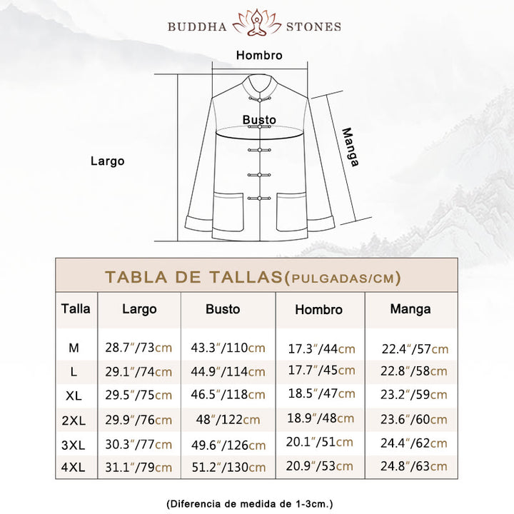 Buddha Stones Rana Botón Chino Tang Traje Camisa Algodón Lino Hombres Chaqueta Ropa - image 4