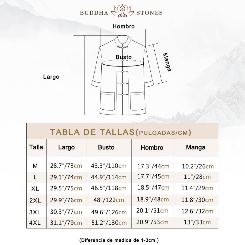 Buddha Stones Botón de Rana Traje Chino Camisa de Media Manga Ropa de Hombre de algodón con Bolsillos - image 6