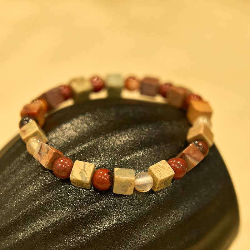 Pulsera de prosperidad de ágata roja con piedra de Shoushan y piedras de Buddha Stones