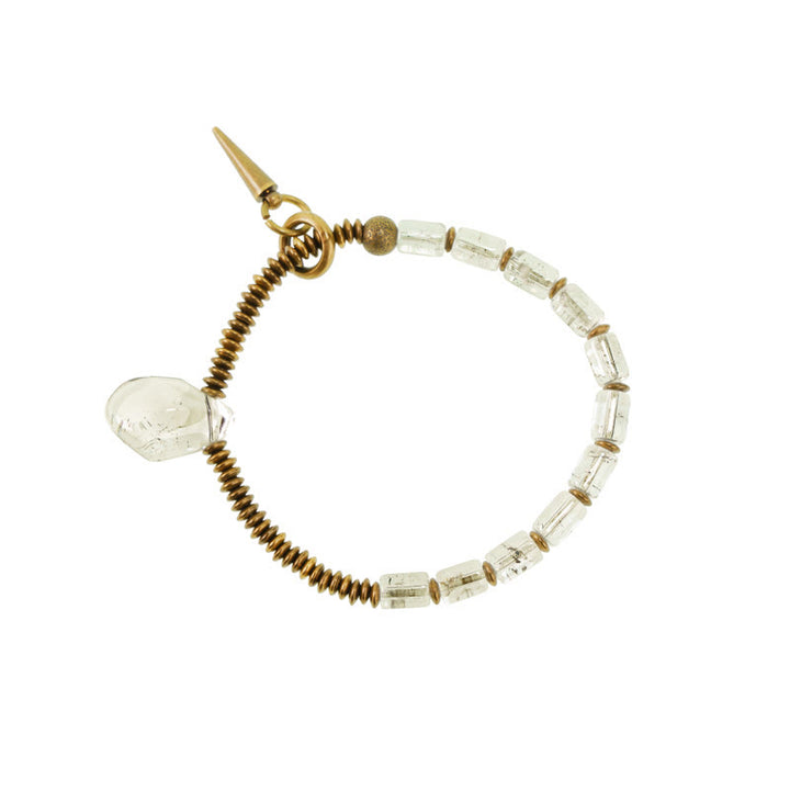 Pulsera de la suerte con cristales blancos y cobre y Buddha Stones
