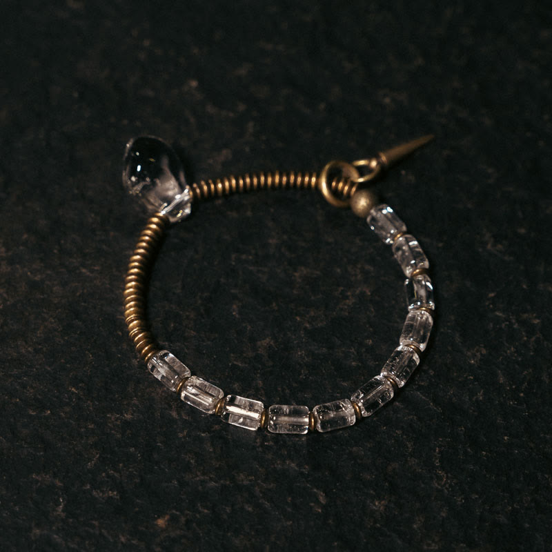 Pulsera de la suerte con cristales blancos y cobre y Buddha Stones