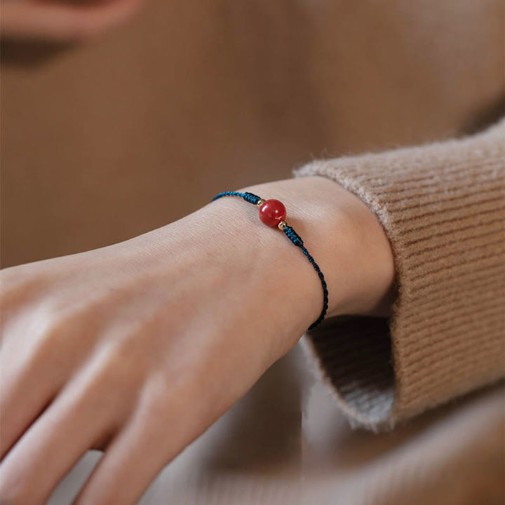 Pulsera de bendición con hebilla de cinabrio y cuerda hecha a mano con Buddha Stones