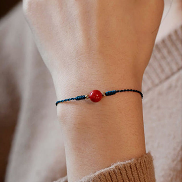 Pulsera de bendición con hebilla de cinabrio y cuerda hecha a mano con Buddha Stones