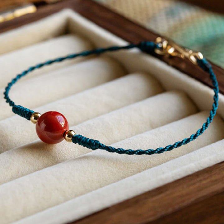 Pulsera de bendición con hebilla de cinabrio y cuerda hecha a mano con Buddha Stones