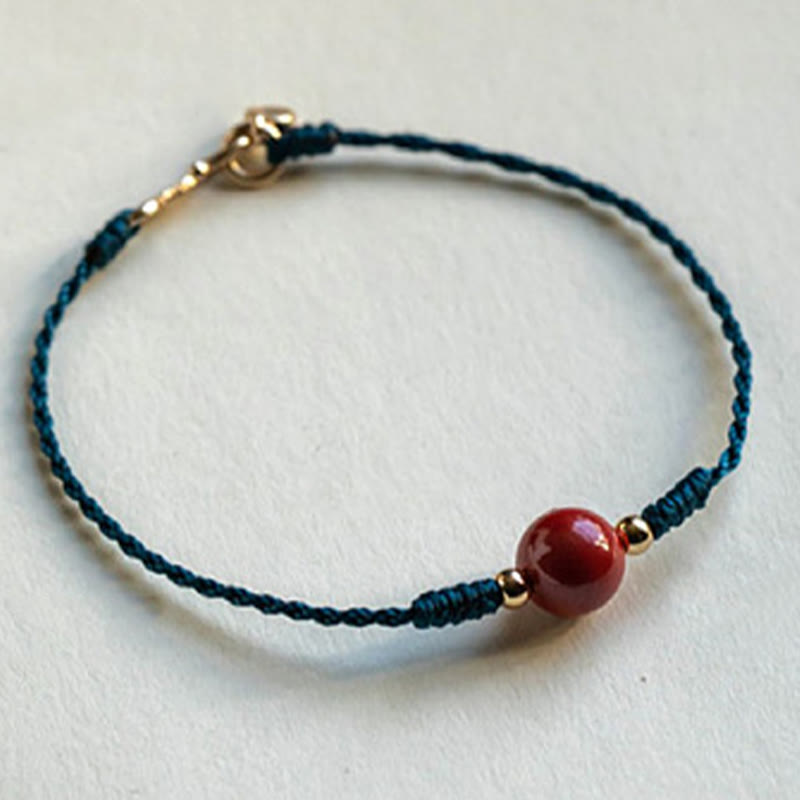 Pulsera de bendición con hebilla de cinabrio y cuerda hecha a mano con Buddha Stones