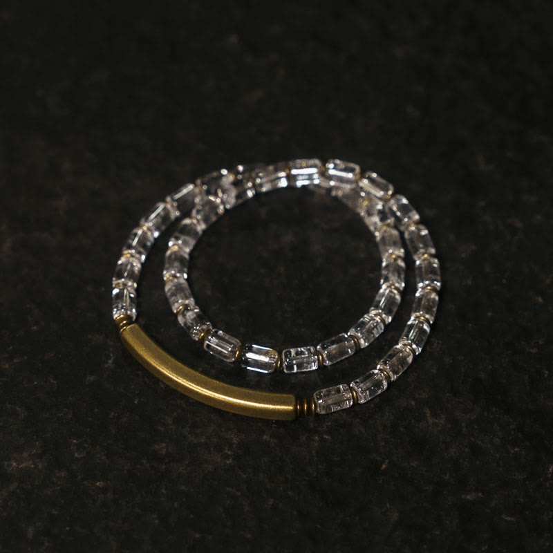 Pulsera de cobre con cristales blancos y Buddha Stones cuadradas - image 1