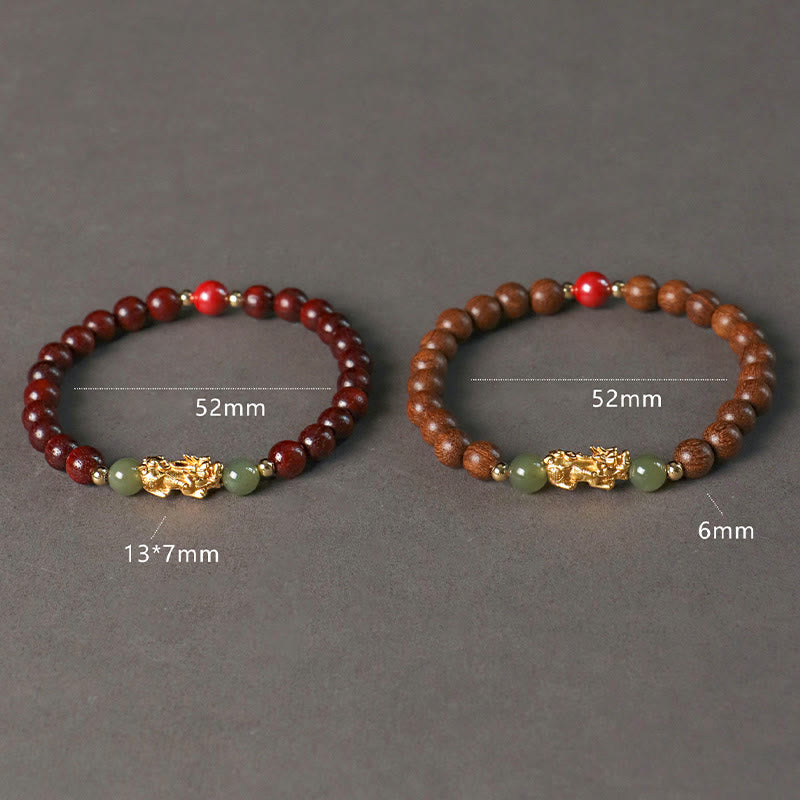 Pulsera de la riqueza PiXiu con hojas pequeñas de sándalo, ébano, sándalo rojo, jade hetiano, cinabrio y Buddha Stones en plata de ley 999 - image 17