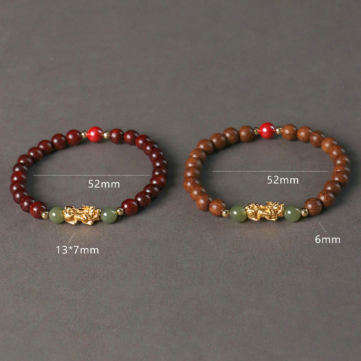 Pulsera de la riqueza PiXiu con hojas pequeñas de sándalo, ébano, sándalo rojo, jade hetiano, cinabrio y Buddha Stones en plata de ley 999 - image 17