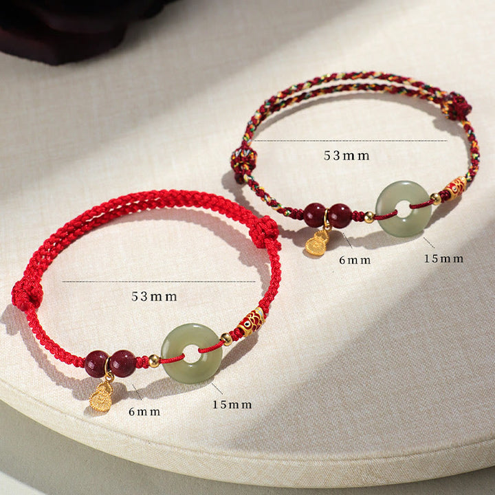 Pulsera de protección de plata 925 con hebilla de paz de jade hetiano, hilo rojo y Buddha Stones, hilo negro