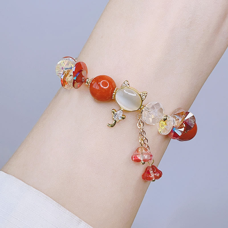 Pulsera de equilibrio de gato con cristales verdes, amatista y cristales rojos de Buddha Stones - image 14
