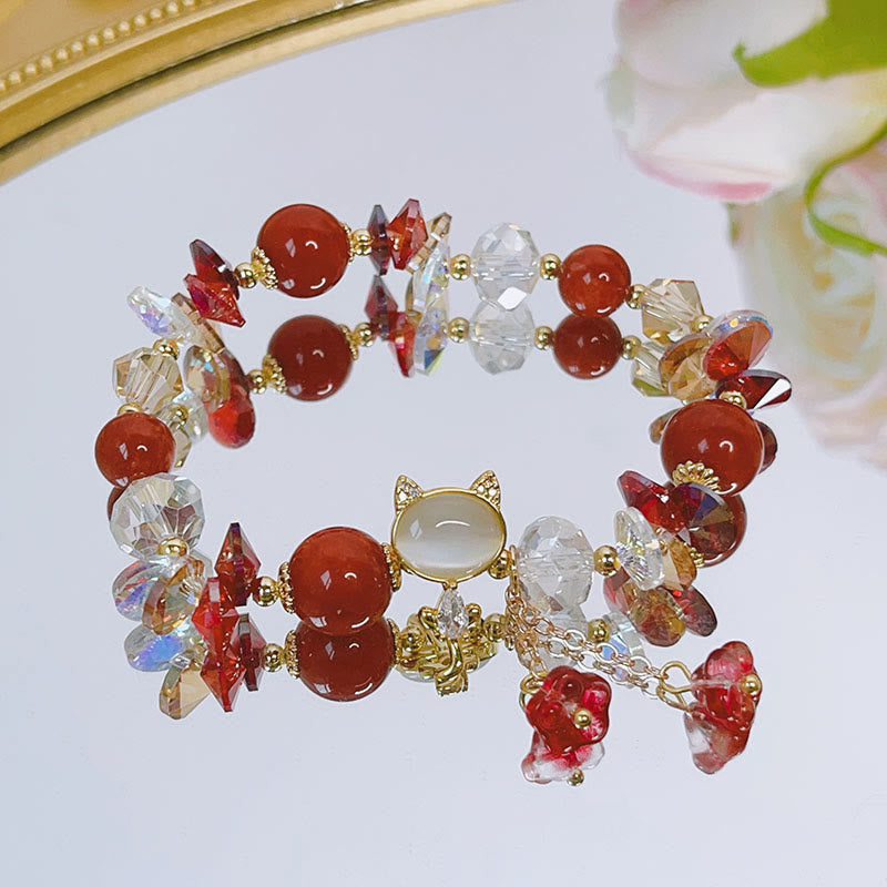 Pulsera de equilibrio de gato con cristales verdes, amatista y cristales rojos de Buddha Stones - image 11