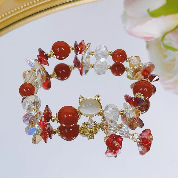 Pulsera de equilibrio de gato con cristales verdes, amatista y cristales rojos de Buddha Stones - image 11