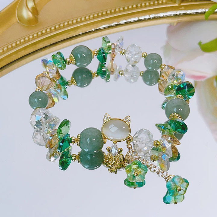 Pulsera de equilibrio de gato con cristales verdes, amatista y cristales rojos de Buddha Stones - image 6
