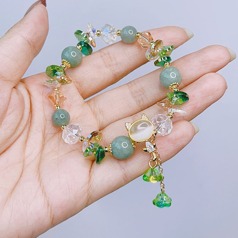 Pulsera de equilibrio de gato con cristales verdes, amatista y cristales rojos de Buddha Stones - image 8