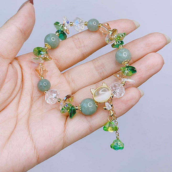 Pulsera de equilibrio de gato con cristales verdes, amatista y cristales rojos de Buddha Stones - image 8