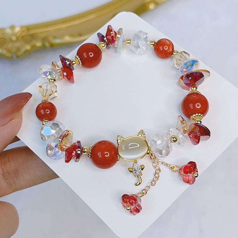 Pulsera de equilibrio de gato con cristales verdes, amatista y cristales rojos de Buddha Stones - image 12