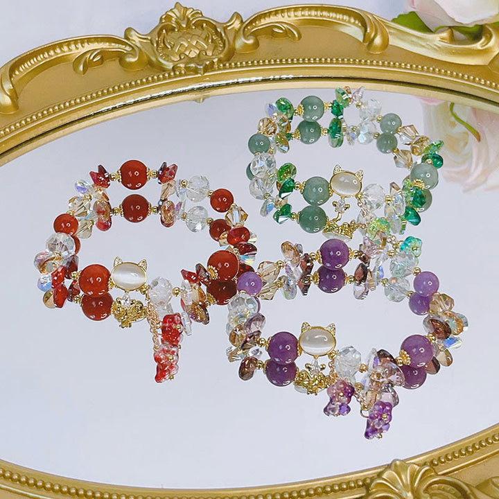 Pulsera de equilibrio de gato con cristales verdes, amatista y cristales rojos de Buddha Stones - image 17