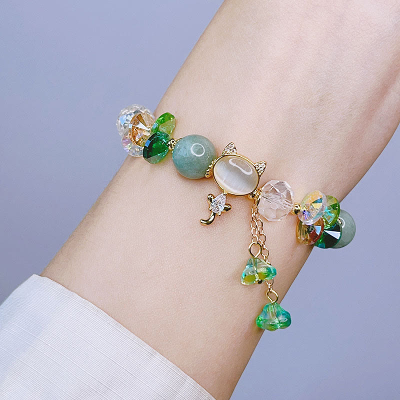 Pulsera de equilibrio de gato con cristales verdes, amatista y cristales rojos de Buddha Stones - image 9