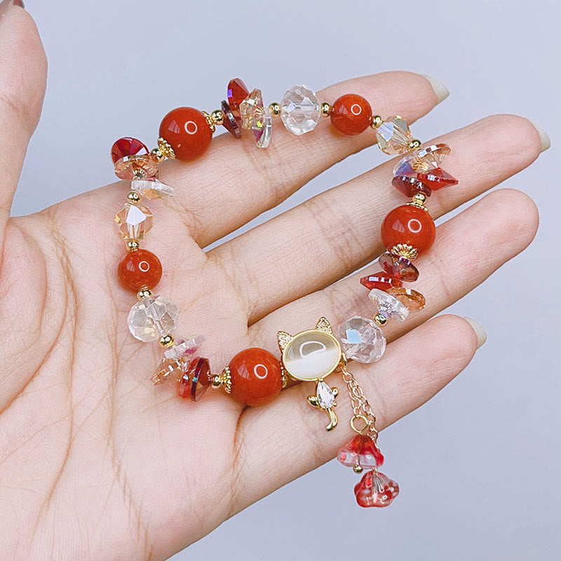 Pulsera de equilibrio de gato con cristales verdes, amatista y cristales rojos de Buddha Stones - image 13