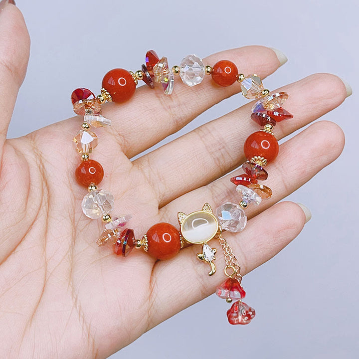 Pulsera de equilibrio de gato con cristales verdes, amatista y cristales rojos de Buddha Stones - image 13