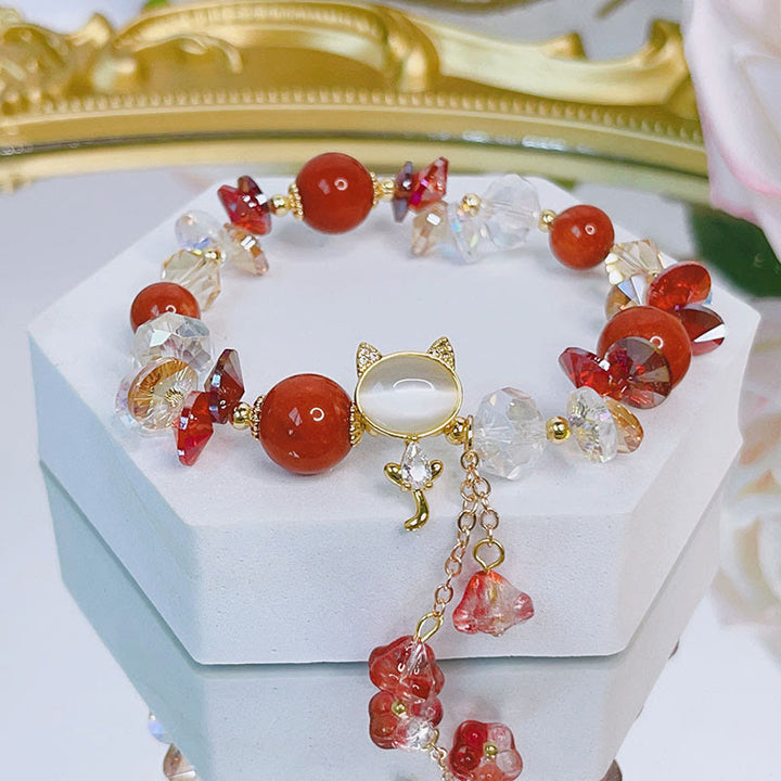 Pulsera de equilibrio de gato con cristales verdes, amatista y cristales rojos de Buddha Stones - image 15
