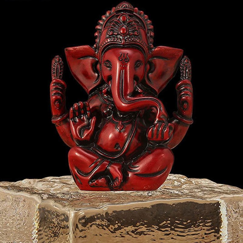 Estatua de elefante Ganesh Ganpati con Buddha Stones , transformación, decoración de resina para el hogar - Ganesh rojo - 8,5 x 5 x 11,5 cm - image 11