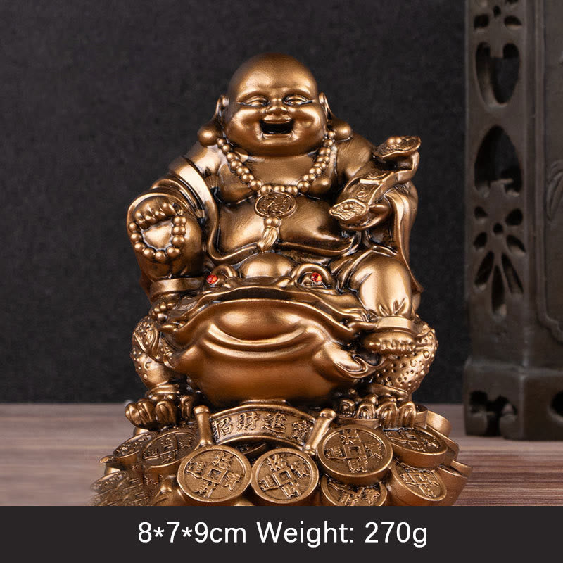 Estatua de resina con forma de rana y sapo que atrae la riqueza y monedas de cobre para decoración del hogar - Buda de bronce - Mediano 8*7*9cm - image 12
