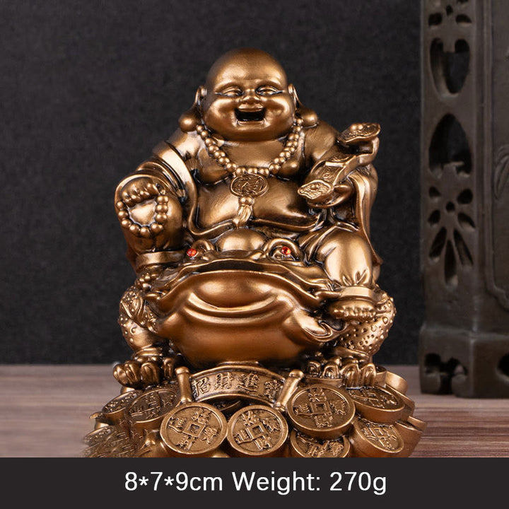 Estatua de resina con forma de rana y sapo que atrae la riqueza y monedas de cobre para decoración del hogar - Buda de bronce - Mediano 8*7*9cm - image 12