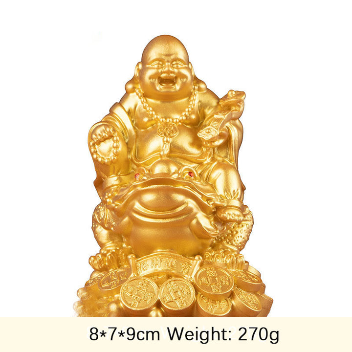 Estatua de resina con forma de rana y sapo que atrae la riqueza y monedas de cobre para decoración del hogar - Buda dorado - Mediano 8*7*9cm - image 2