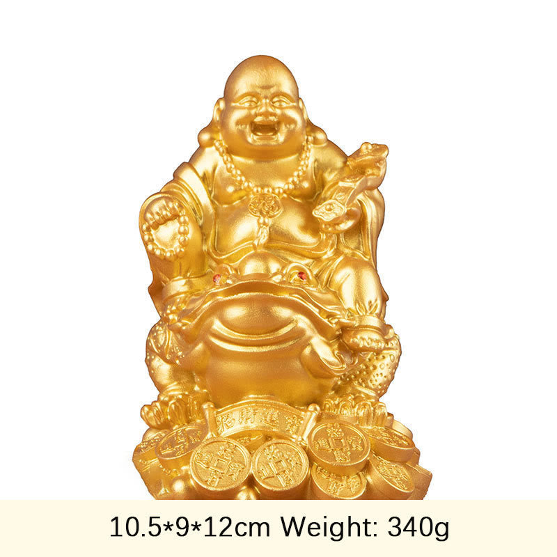 Estatua de resina con forma de rana y sapo que atrae la riqueza y monedas de cobre para decoración del hogar - Buda dorado - Grande 10,5*9*12 cm - image 3