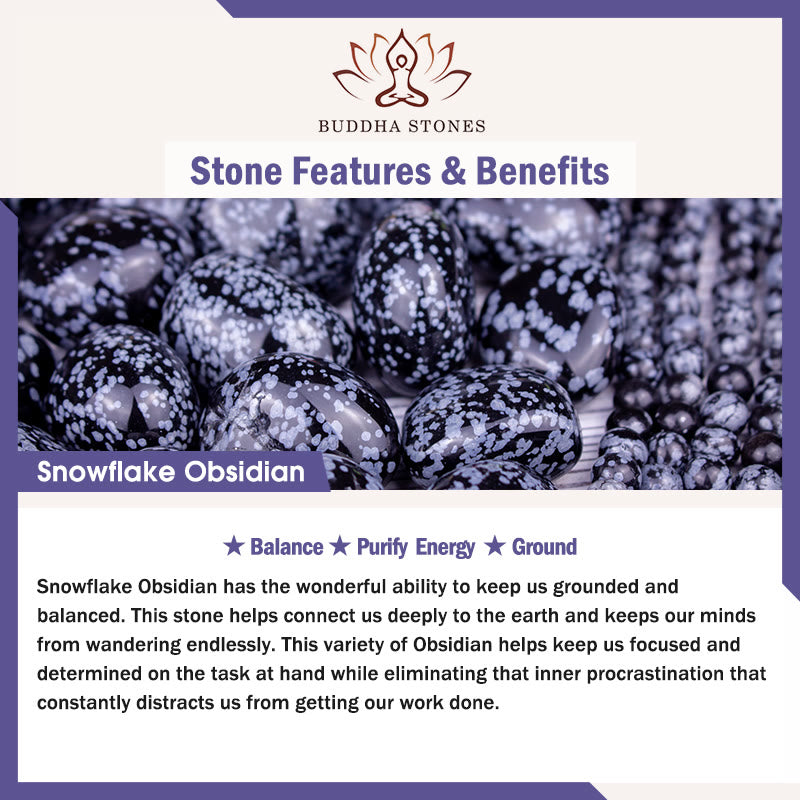 Pulsera energética de obsidiana copo de nieve, sodalita y aventurina verde "Nuevo trabajo" de Buddha Stones