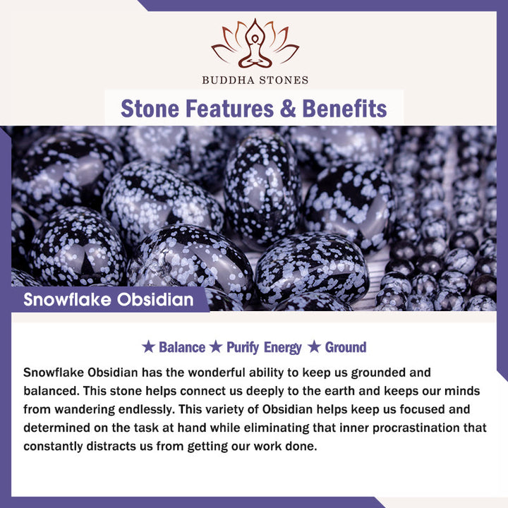 Pulsera energética de obsidiana copo de nieve, sodalita y aventurina verde "Nuevo trabajo" de Buddha Stones