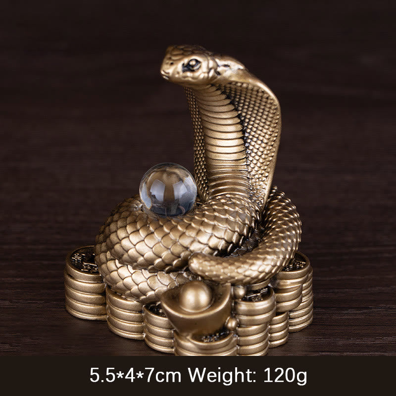 Lingotes de Buddha Stones , monedas de cobre, bolas de riqueza, estatuas de resina, decoración del hogar - Serpiente de lingote de bronce pequeño 5,5*4*7cm - image 2