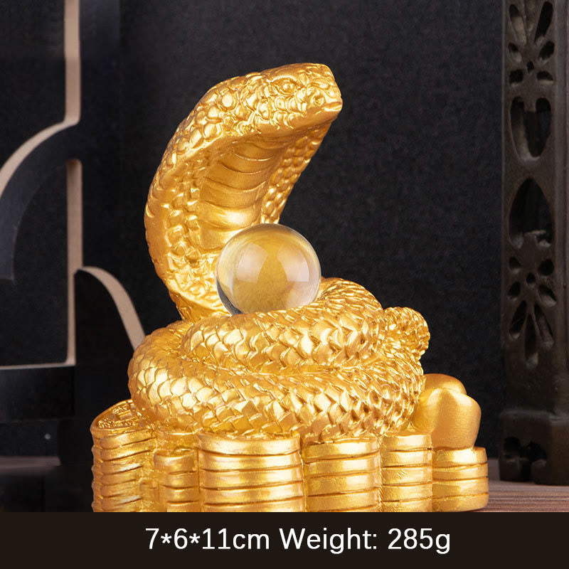 Lingotes de Buddha Stones , monedas de cobre, bolas de riqueza, estatuas de resina, decoración del hogar - Serpiente de lingote de oro grande 8*5,5*9,2 cm - image 3