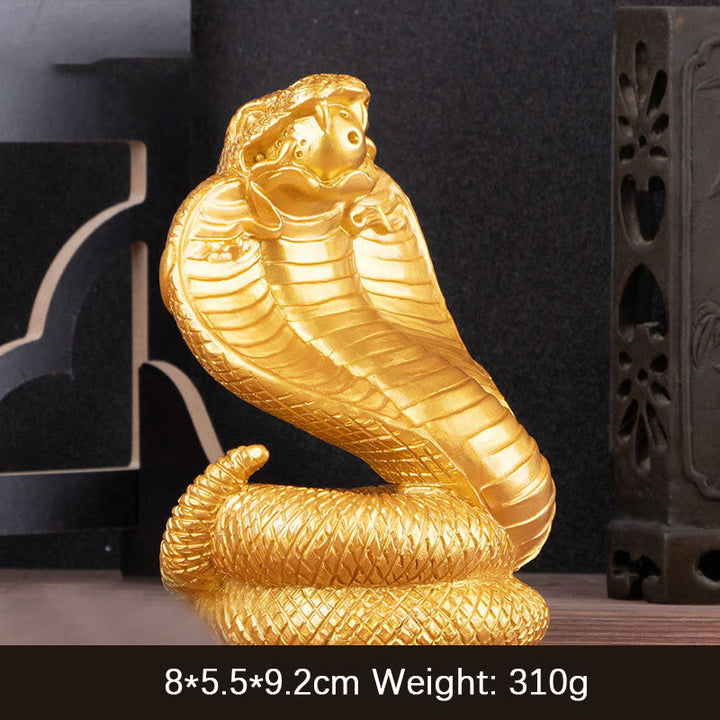Lingotes de Buddha Stones , monedas de cobre, bolas de riqueza, estatuas de resina, decoración del hogar - Serpiente dorada 7*6*11cm - image 7