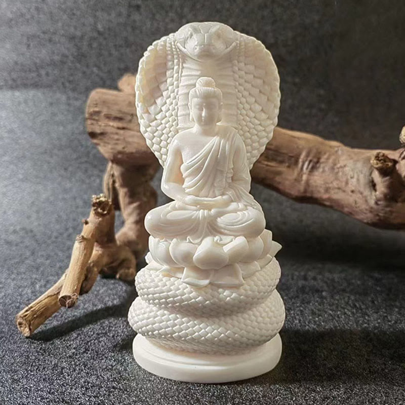 Estatua de meditación de marfil con Buddha Stones, loto, fruta, Tathagata, Shakyamuni, Buda, piedras, decoración del hogar - Buda - Pequeño 7*3,5*2,9 cm - image 1