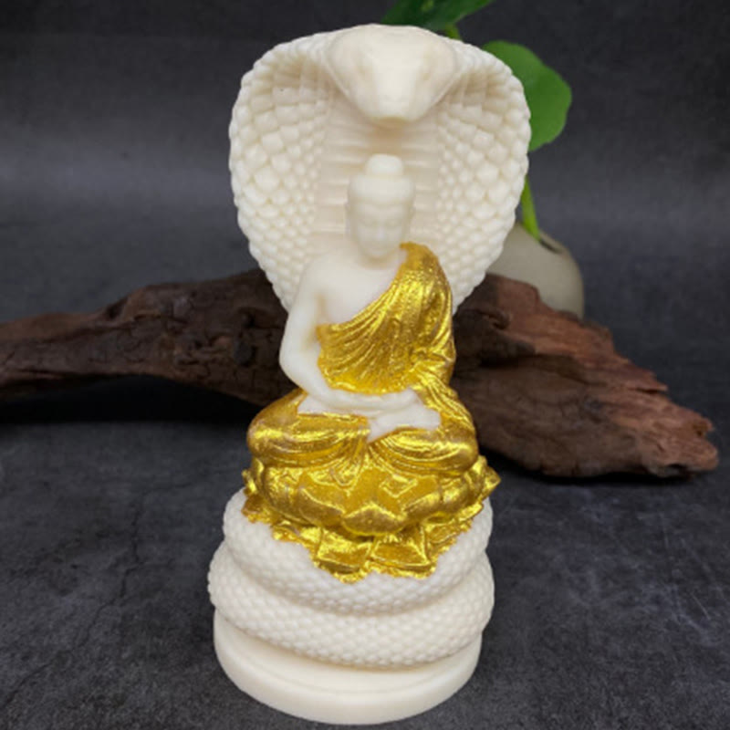 Estatua de meditación de marfil con Buddha Stones, loto, fruta, Tathagata, Shakyamuni, Buda, piedras, decoración del hogar - Buda de oro - Pequeño 7*3,5*2,9 cm - image 9