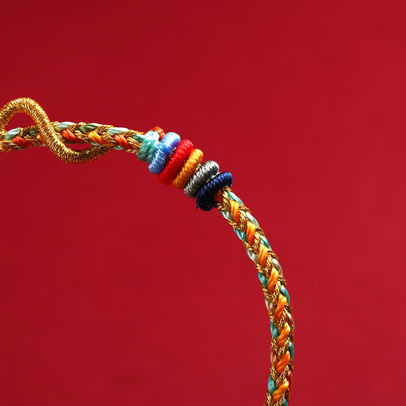 Pulsera trenzada de protección del año de la serpiente con hilo rojo y Buddha Stones