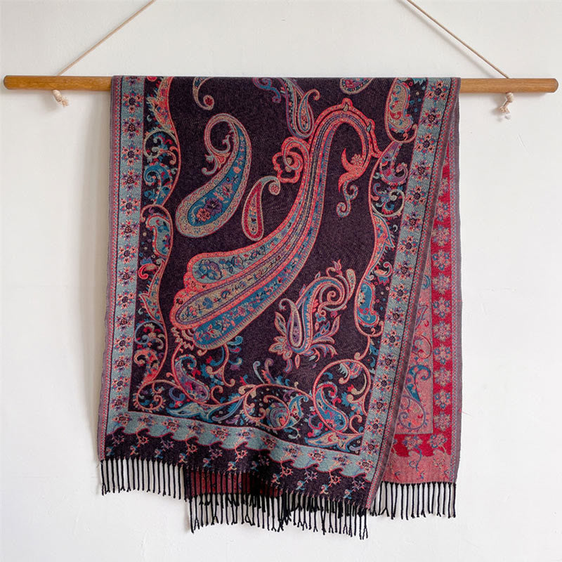 Chal de borlas con flores de anacardo tibetanas y Buddha Stones para otoño e invierno, bufanda de viaje acogedora - image 27